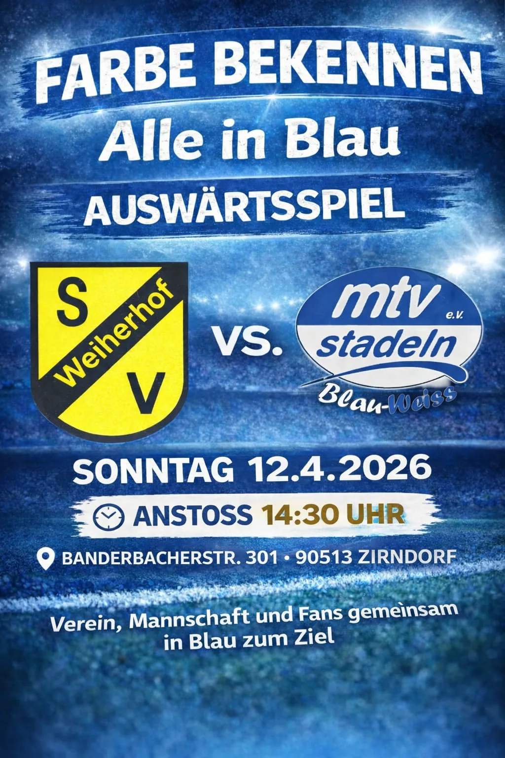 Alle in Blau nach Weiherhof!